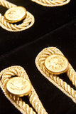 Veste militaire noire à col haut haut à simple boutonnage doré tressé