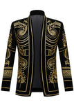 Blazer pour hommes brodé géométriquement à l’ouverture vert