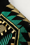 Blazer pour hommes brodé géométriquement à l’ouverture vert