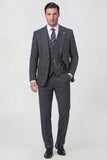 Costumes de mariage trois pièces à boutonnage simple à revers gris foncé