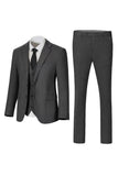 Costumes de mariage trois pièces à boutonnage simple à revers gris foncé