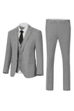 Costumes de mariage trois pièces à boutonnage simple à revers gris foncé