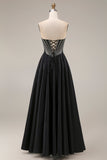 Corset noir corset longue corset de bal en satin ligne A