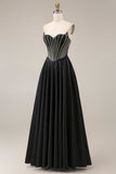 Corset noir corset longue corset de bal en satin ligne A