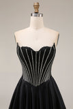Corset noir corset longue corset de bal en satin ligne A