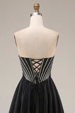 Corset noir corset longue corset de bal en satin ligne A