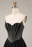 Corset noir corset longue corset de bal en satin ligne A