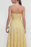 Robe midi en dentelle froncée Yellow Sweetheart