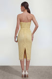 Robe Midi Bodycon Bodycon Neckheart Jaune avec fente
