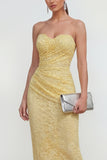 Robe Midi Bodycon Bodycon Neckheart Jaune avec fente