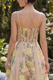Mini robe cocktail Champagne A Line Corset brodé en tulle