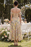 Corset midi fleuri brodé en tulle à trajets dénudés