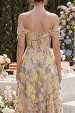 Corset midi fleuri brodé en tulle à trajets dénudés