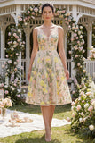 Corset midi à col en V brodé en tulle A-Line Champagne