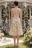Corset midi à col en V brodé en tulle A-Line Champagne