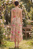 Robe midi fleurie brodée en tulle à une épaule en A-line