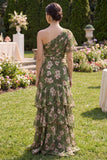Robe Maxi à manches flottantes vert vert foncé A Line A avec volants