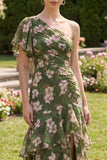 Robe Maxi à manches flottantes vert vert foncé A Line A avec volants
