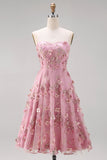 Robe midi fleur appliquée en tulle en tulle A-line
