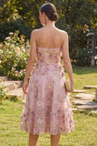 Robe midi fleur appliquée en tulle en tulle A-line