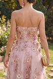 Robe midi fleur appliquée en tulle en tulle A-line