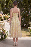 Robe Midi à bretelles épaisses Jaune clair fleur