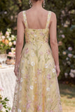 Robe Midi à bretelles épaisses Jaune clair fleur