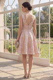Robe fleurale Midi Jacquard à col en V à la ligne A Blush
