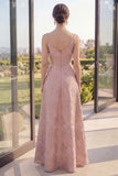 Robe fleurie Maxi A Line à col V Blush Jacquard avec fente