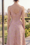 Robe fleurie Maxi A Line à col V Blush Jacquard avec fente