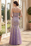 Robe Maxi sans bretelles sirène lilas jacquard poussiéreuse