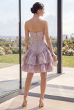 Petite robe à fleurs A lilas à taille basque lilas A Line Jacquard avec volants