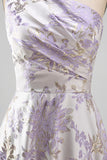 Robe formelle Jacquard Maxi à une épaule à lignes en A