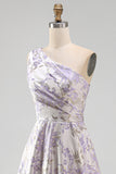 Robe formelle Jacquard Maxi à une épaule à lignes en A