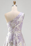 Robe formelle Jacquard Maxi à une épaule à lignes en A