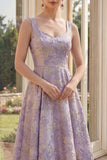 Robe Midi à bretelles épaisses lilas lilas poussiéreuses
