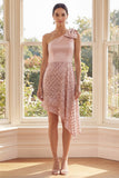 Robe midi à paillettes à paillettes sur une épaule