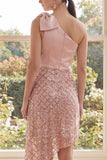 Robe midi à paillettes à paillettes sur une épaule