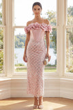Robe Maxi bodycon corset à épaules décalées avec fleurs 3D