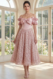Corset à blush découvert Une robe Midi Line avec un nœud