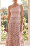 Robe Maxi à paillettes à roues à une épaule à blush