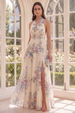 Robe Maxi Longue Abricot Abricot Dos sans dos A Line Maxi Beach avec fente
