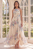 Robe Maxi de plage à dos ouvert ouvert avec une ligne de roue longue à dos ouvert et abricot