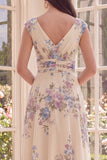 Robe midi de plage à décolleté en V abricot froncé à col en V