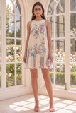 Robe mini florale de plage A Line à col bateau abricot