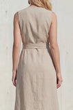 Costume féminin midi à encolure en V à col en V kaki avec ceinture