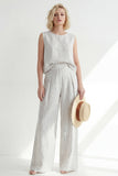 Costume long blanc à bandes pour femmes,