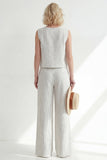 Costume long blanc à bandes pour femmes,