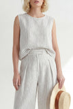 Costume long blanc à bandes pour femmes,