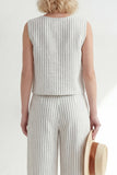 Costume long blanc à bandes pour femmes,